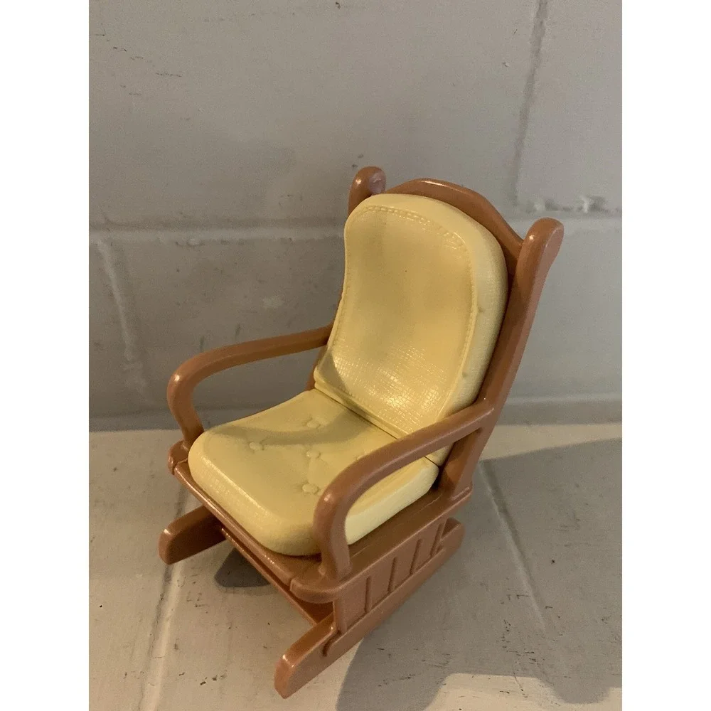 Fisher Price Loving Family Dollhouse Nursery Brown Yellow Rocking Chair